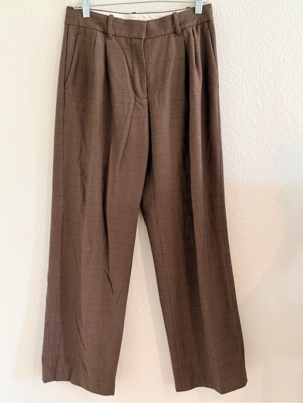 Aritzia The Effortless Pant Plaid Brown - Picture 2 of 5
